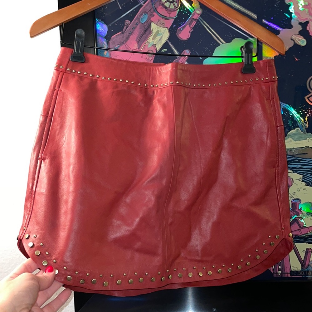 Leather mini skirt